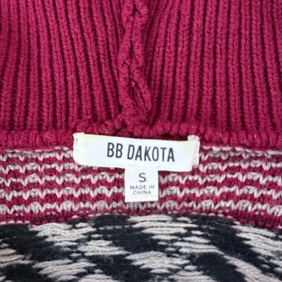 BB Dakota Long Cardigan Duster Sweater Open Front Knit Size Small Red Black - Picture 7 of 10